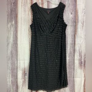 Signature by Robbie Bee Black Sequin Sleeveless Ruffled Dress Women's 18W  #5001